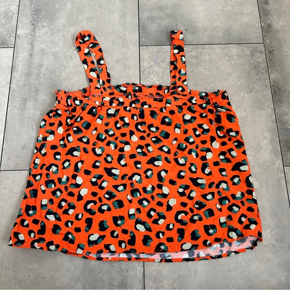 Esprit orange printed square neck tank small - Picture 2 of 4